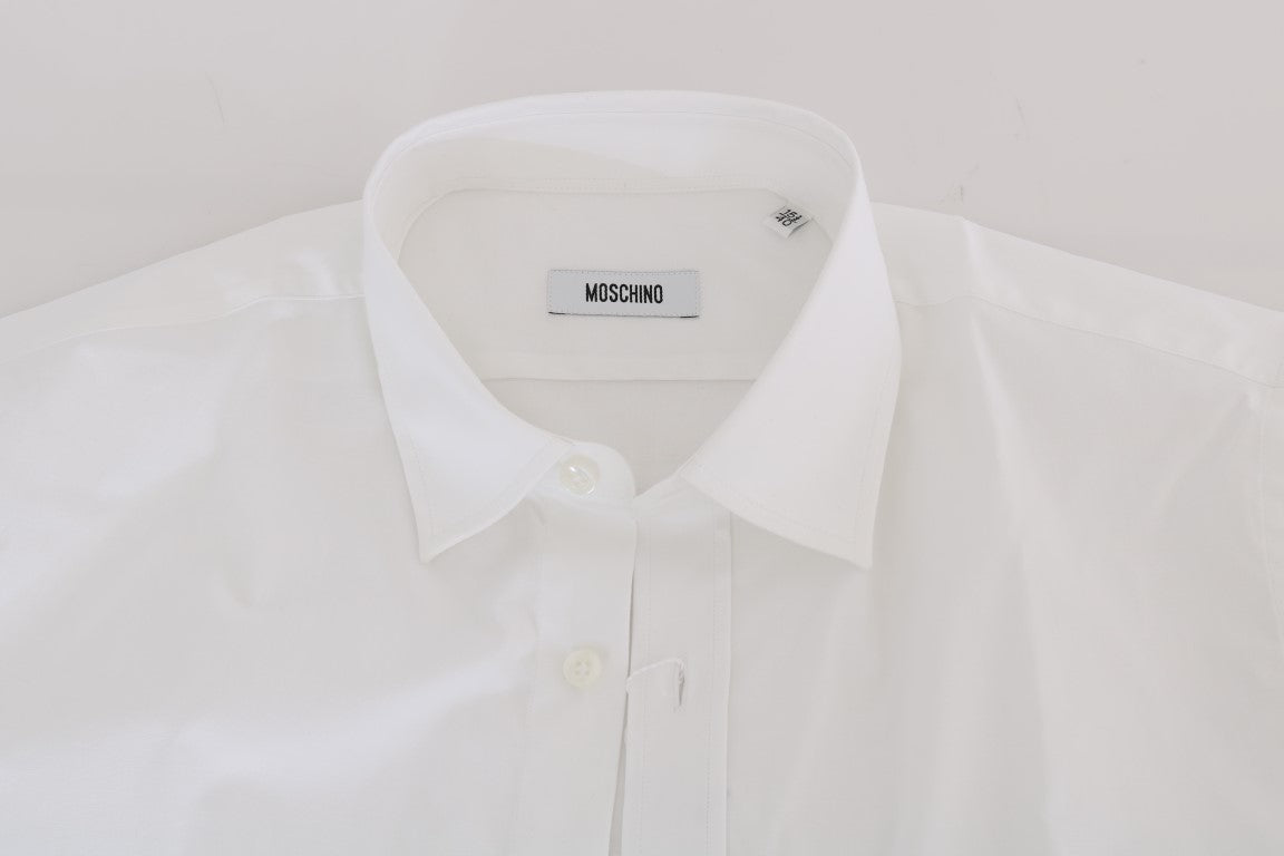 Camisa elegante de algodón blanca de corte entallado
