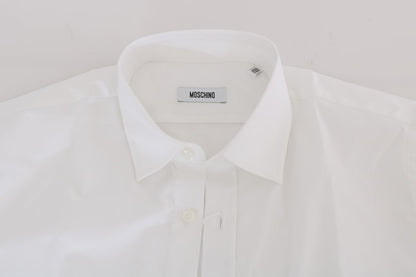 Camisa elegante de algodón blanca de corte entallado