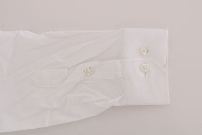 Camisa elegante de algodón blanca de corte entallado