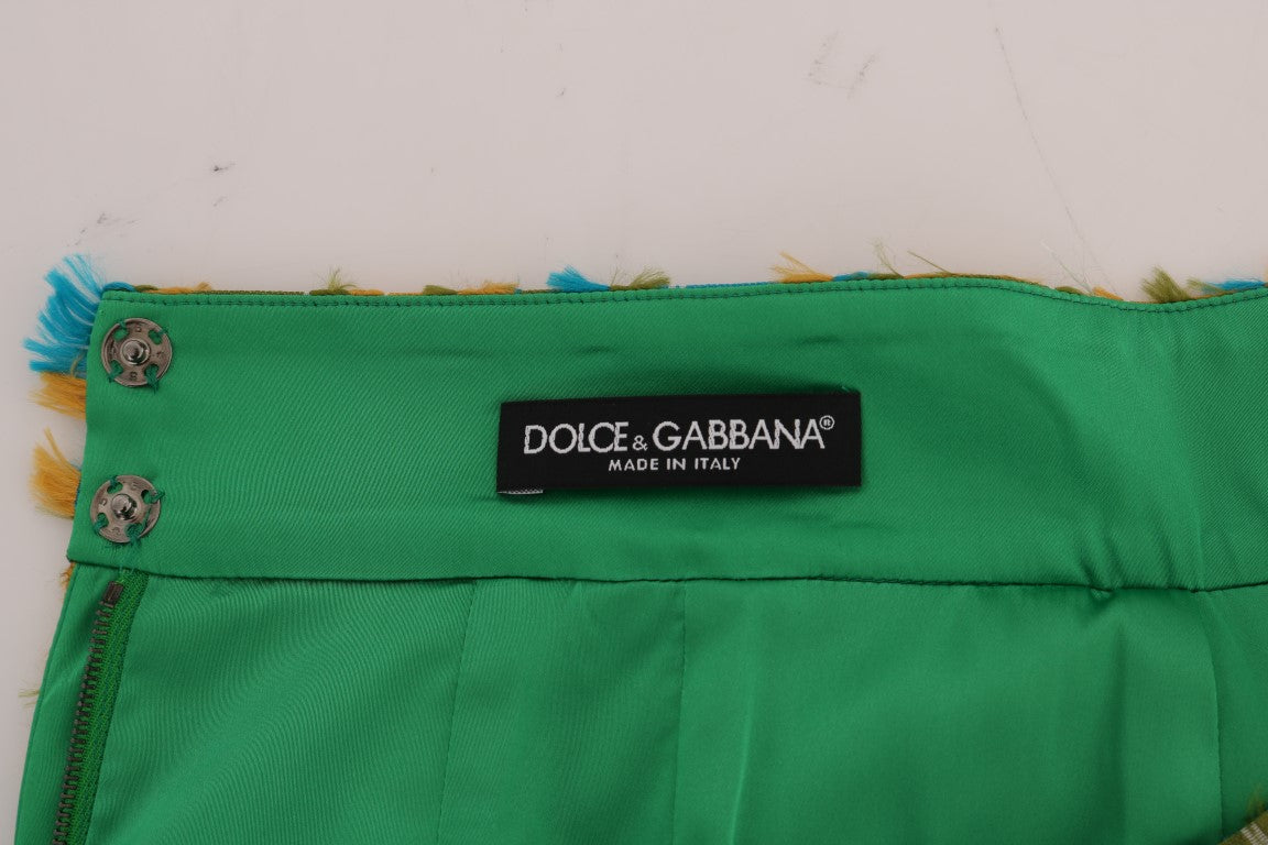 Elegante falda de cintura alta de jacquard verde