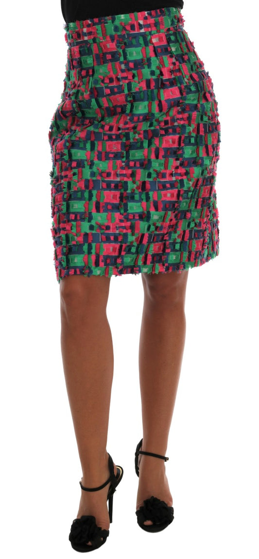 Elegante falda lápiz de cintura alta de jacquard