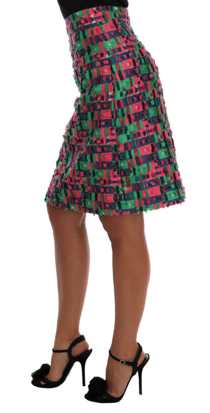 Elegante falda lápiz de cintura alta de jacquard