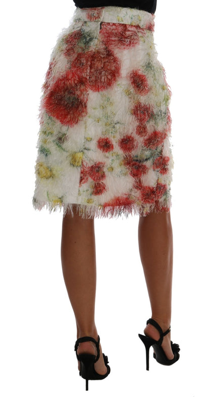 Elegante falda lápiz de cintura alta con estampado floral