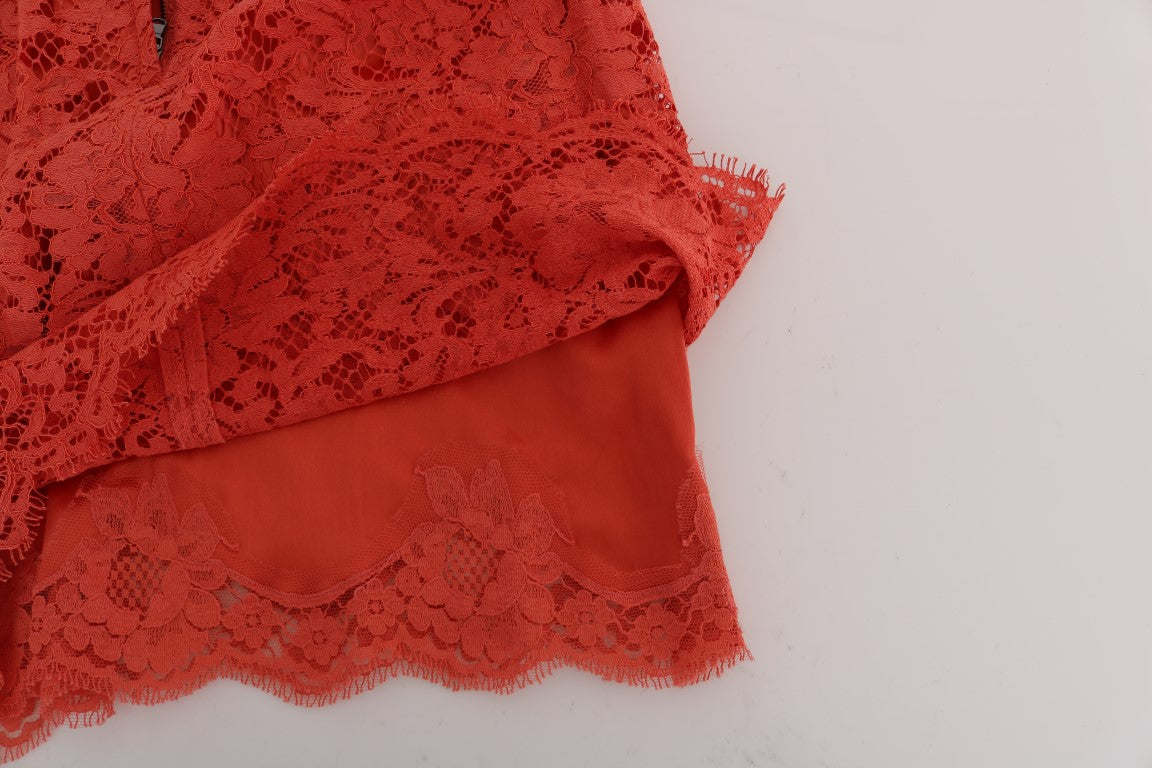 Falda tubo de encaje de macramé naranja