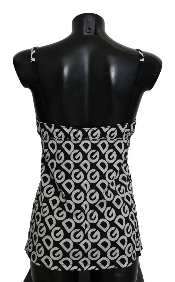 Traje de baño sin mangas con estampado DG Mania en negro