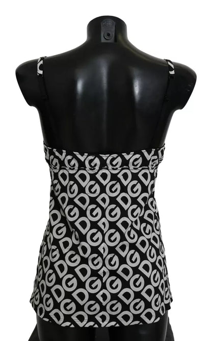 Traje de baño sin mangas con estampado DG Mania en negro