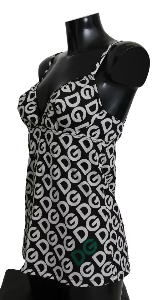 Traje de baño sin mangas con estampado DG Mania en negro