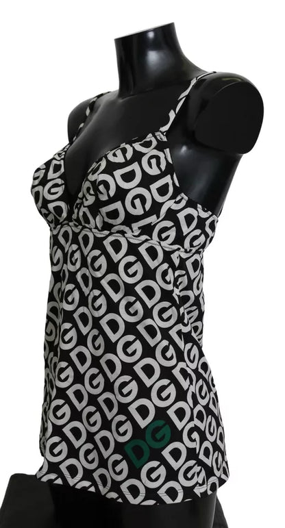 Traje de baño sin mangas con estampado DG Mania en negro