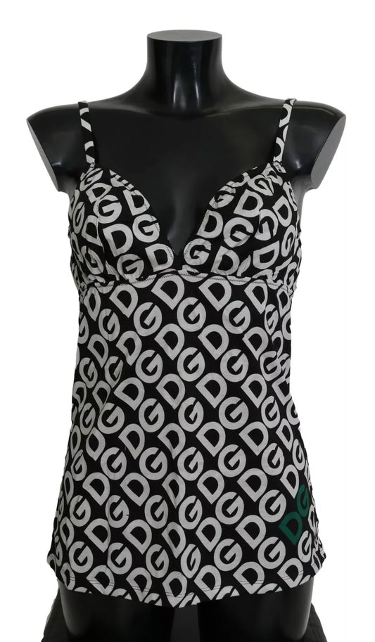 Traje de baño sin mangas con estampado DG Mania en negro
