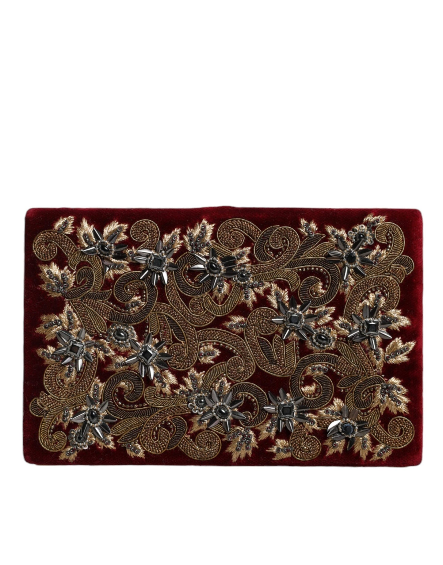 Bolso de mano de terciopelo rojo con marco dorado para fiesta de noche