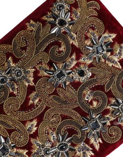 Bolso de mano de terciopelo rojo con marco dorado para fiesta de noche