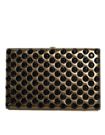 Bolso de mano plegable con cristales dorados para mujer, para fiesta de noche