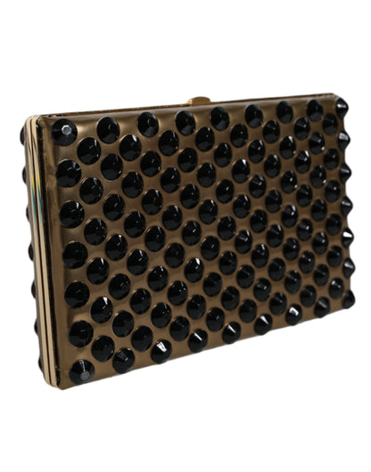 Bolso de mano plegable con cristales dorados para mujer, para fiesta de noche
