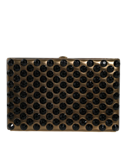 Bolso de mano plegable con cristales dorados para mujer, para fiesta de noche