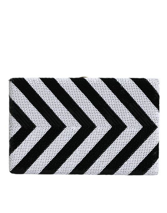Bolso de mano para fiesta de noche con marco dorado, blanco y negro