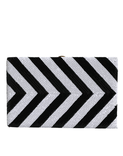 Bolso de mano para fiesta de noche con marco dorado, blanco y negro