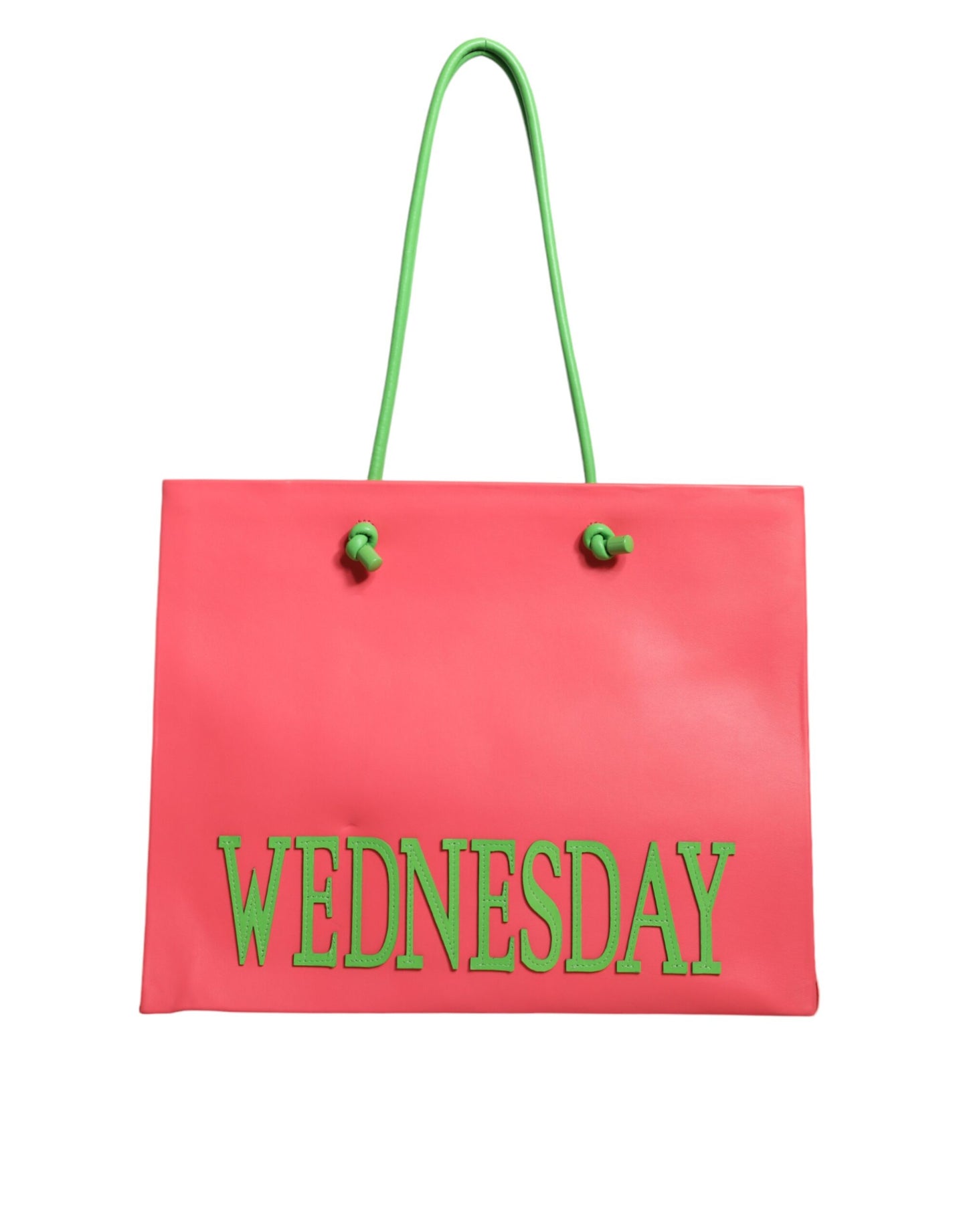 Bolsa de compras de cuero rosa para el fin de semana del miércoles
