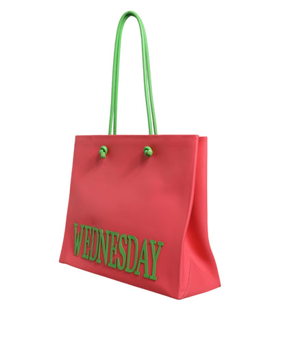 Bolsa de compras de cuero rosa para el fin de semana del miércoles
