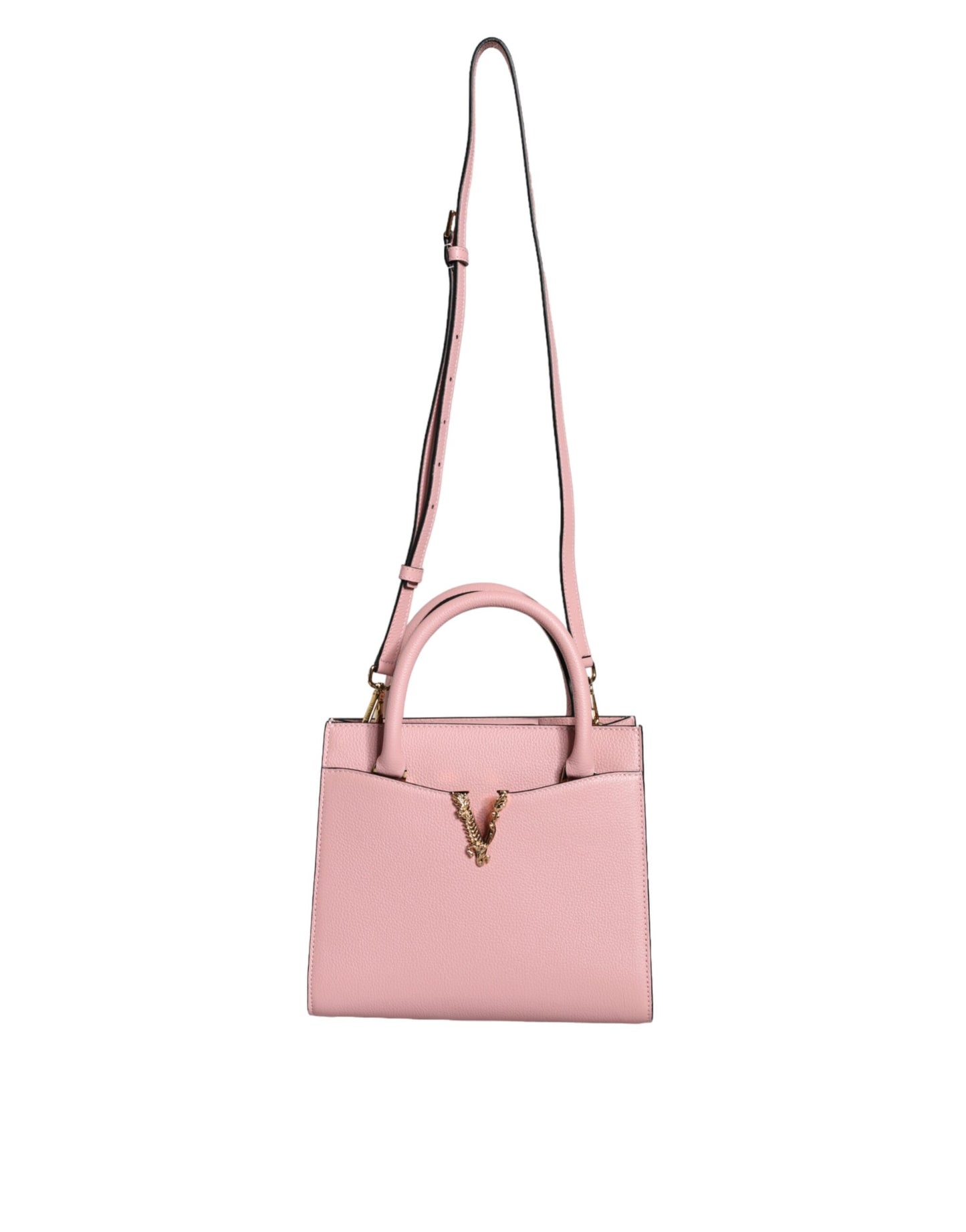 Bolso bandolera pequeño de piel de becerro granulada con asa superior en color rosa