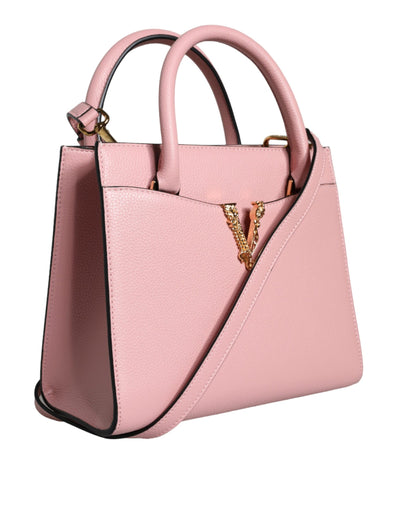 Bolso bandolera pequeño de piel de becerro granulada con asa superior en color rosa
