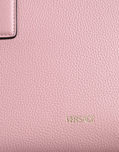 Bolso bandolera pequeño de piel de becerro granulada con asa superior en color rosa