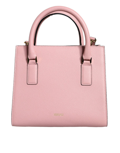 Bolso bandolera pequeño de piel de becerro granulada con asa superior en color rosa