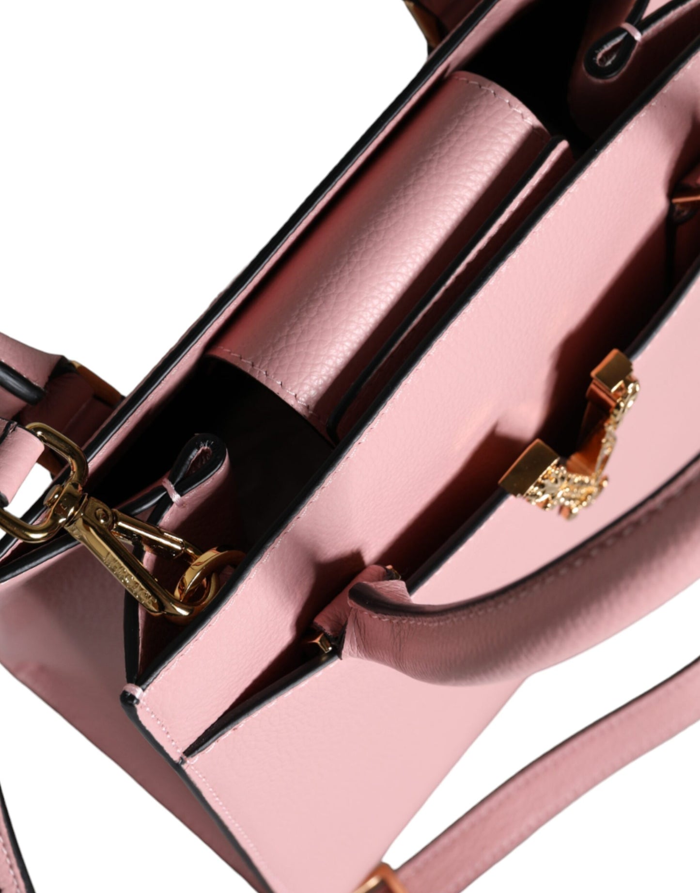 Bolso bandolera pequeño de piel de becerro granulada con asa superior en color rosa