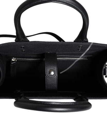 Bolso bandolera de lona negra con asa superior, de cuero y logotipo