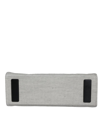 Bolso bandolera de lona blanca con asa superior, de cuero y logotipo