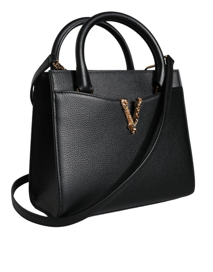 Bolso bandolera pequeño de piel negra con asa superior