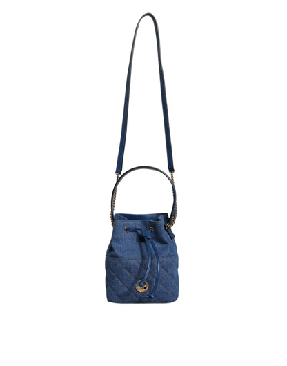 Bolso bandolera de piel vaquera acolchada azul