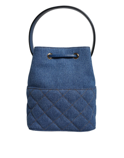 Bolso bandolera de piel vaquera acolchada azul
