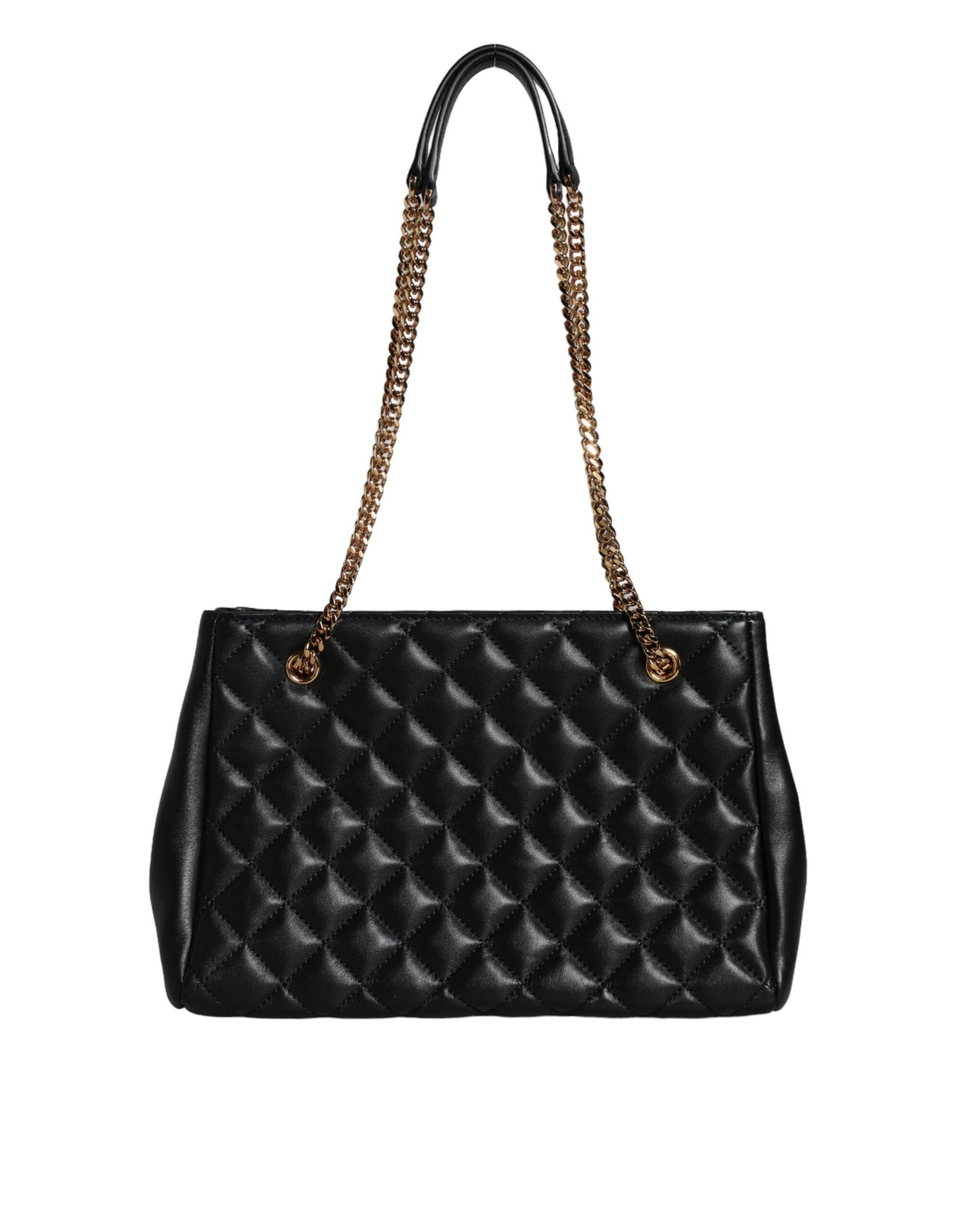 Bolso bandolera de piel napa acolchada negra con correa de cadena