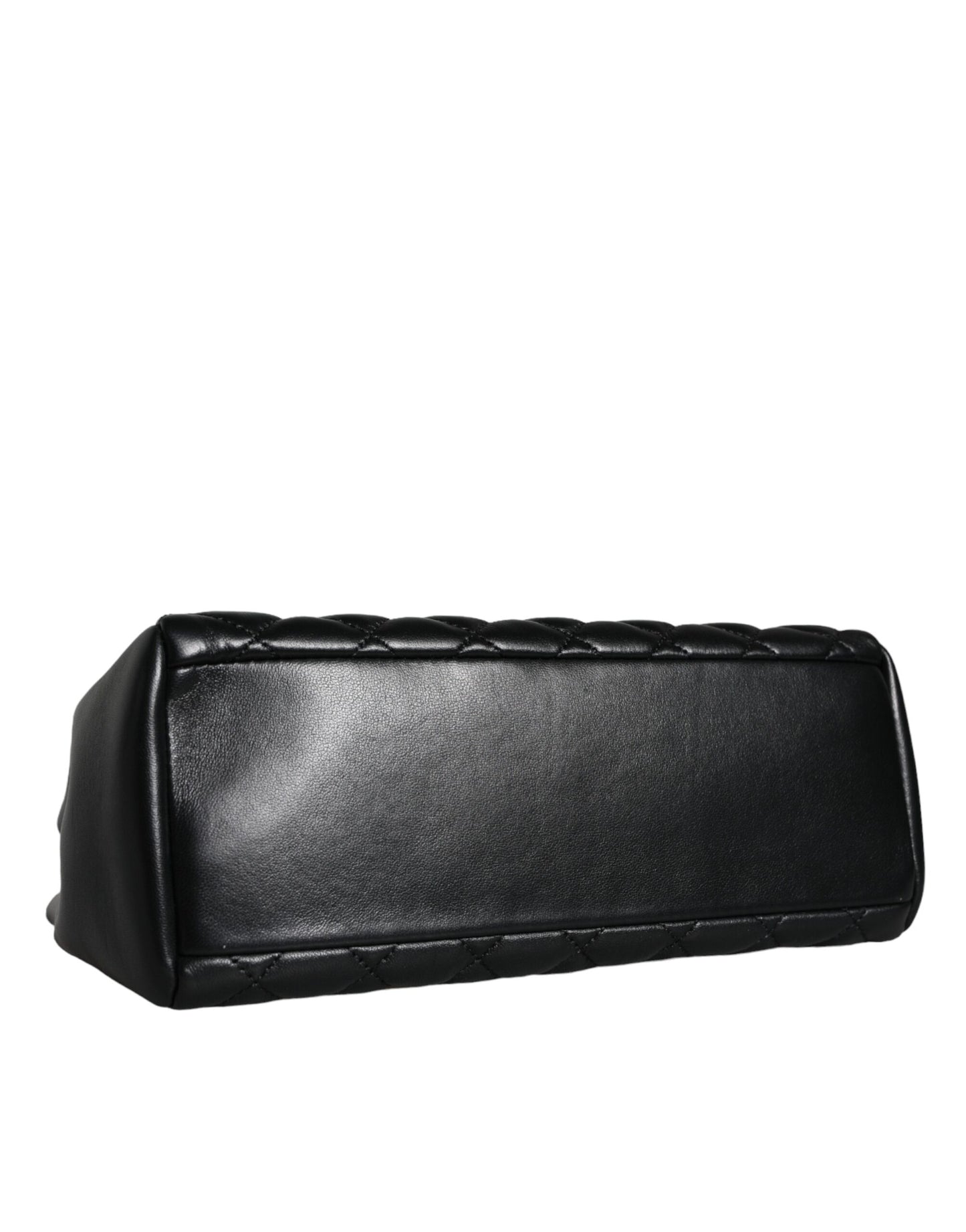 Bolso bandolera de piel napa acolchada negra con correa de cadena