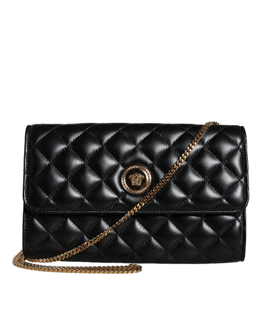 Bolso bandolera de piel napa acolchada negra