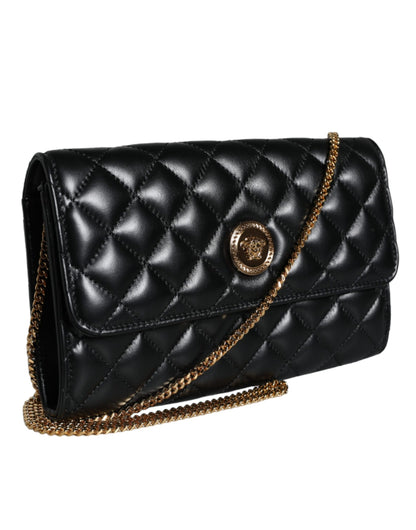 Bolso bandolera de piel napa acolchada negra