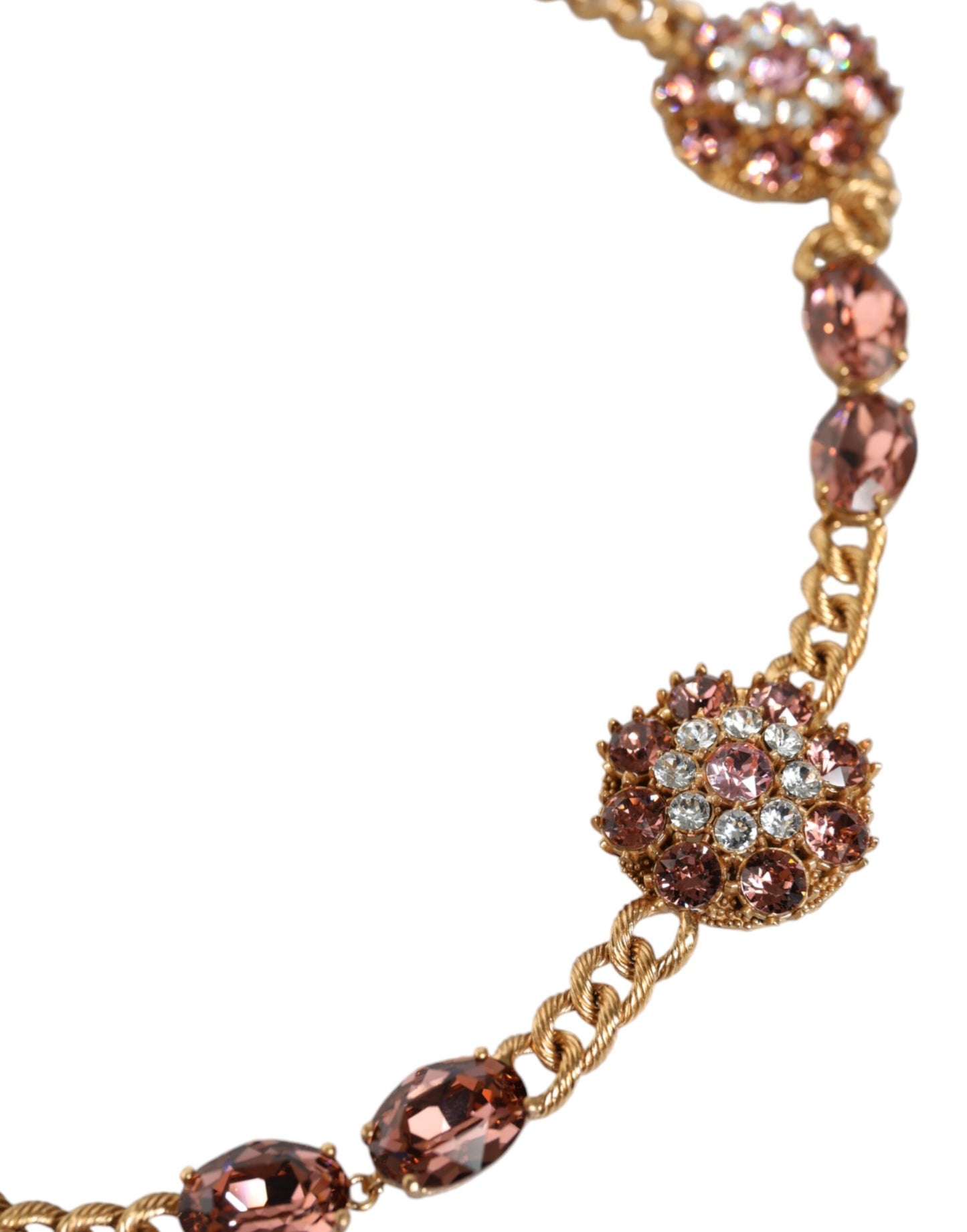 Cinturón de cadena de cintura adornado con cristales de latón en tono dorado