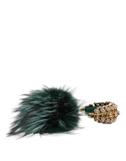 Auriculares con audio auxiliar de piel de cristal verde dorado
