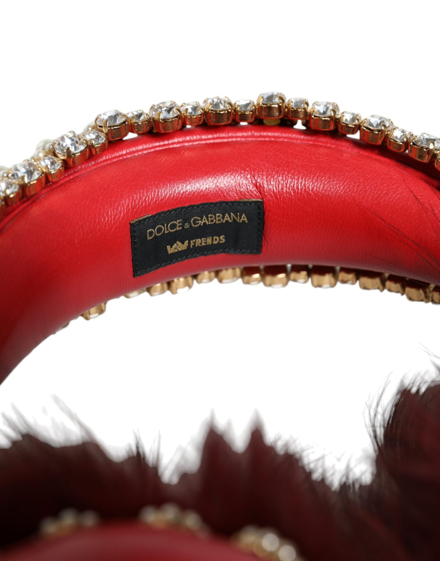 Auriculares con audio auxiliar de piel de cristal rojo y dorado