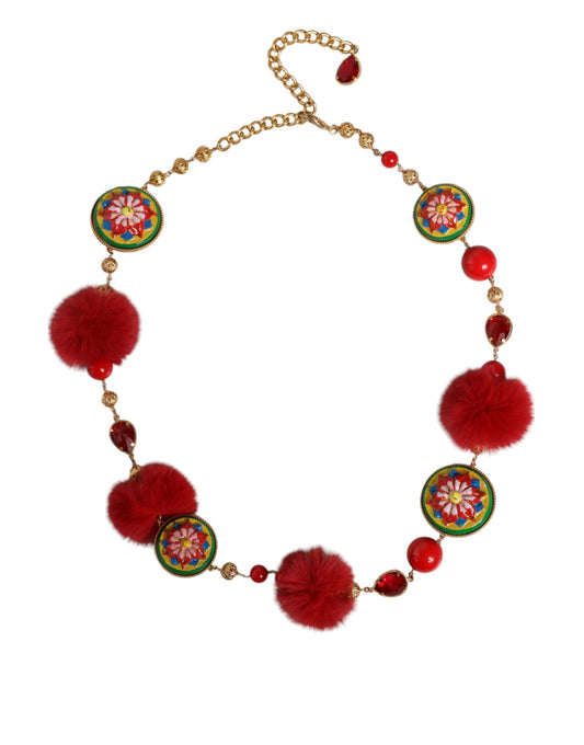 Cinturón de torero de piel roja, latón dorado y cristales
