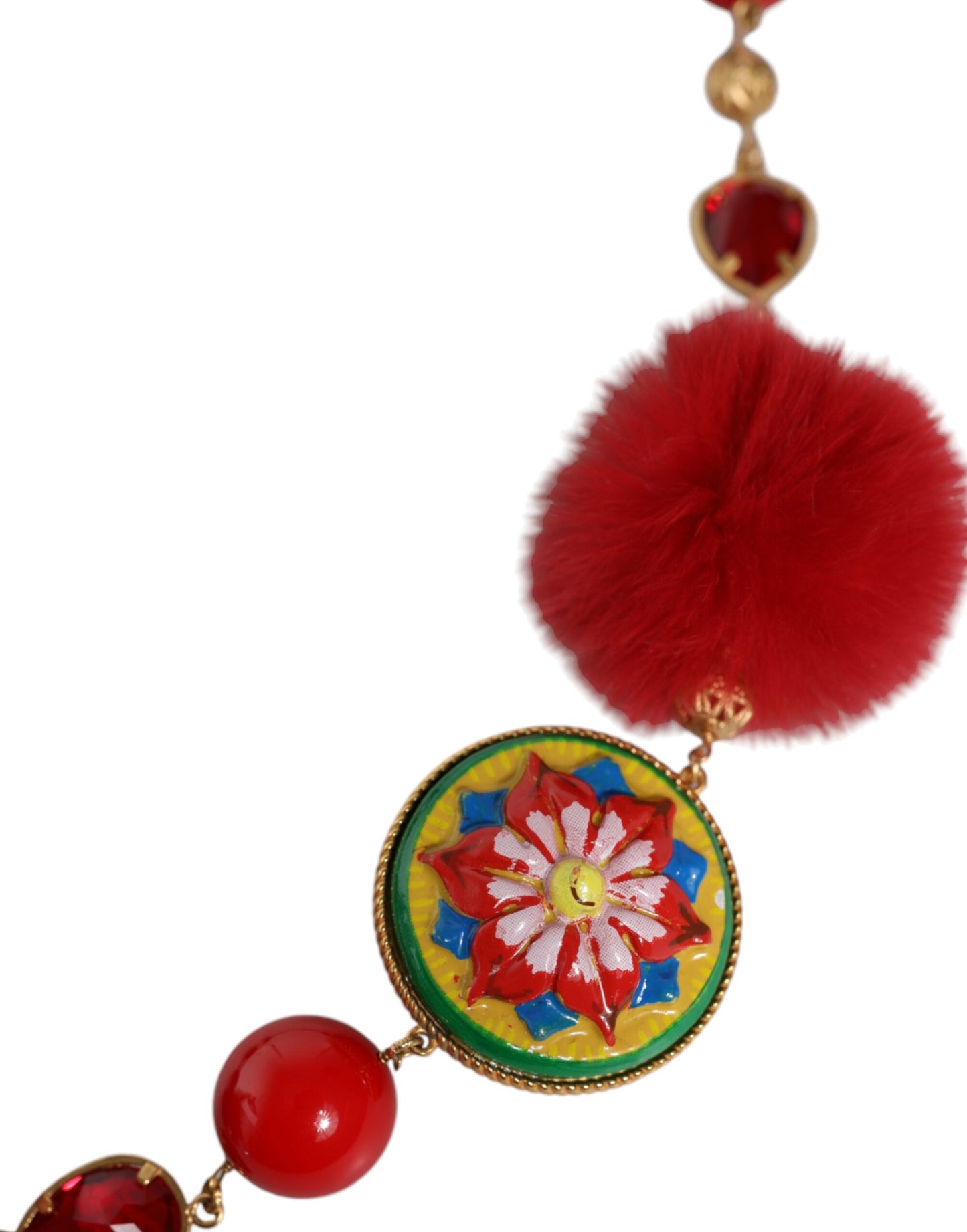 Cinturón de torero de piel roja, latón dorado y cristales