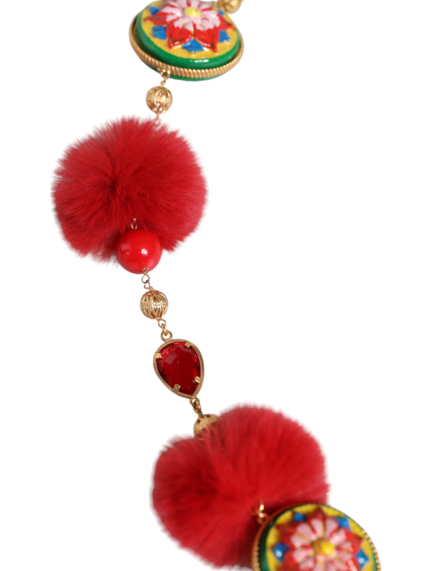 Cinturón de torero de piel roja, latón dorado y cristales