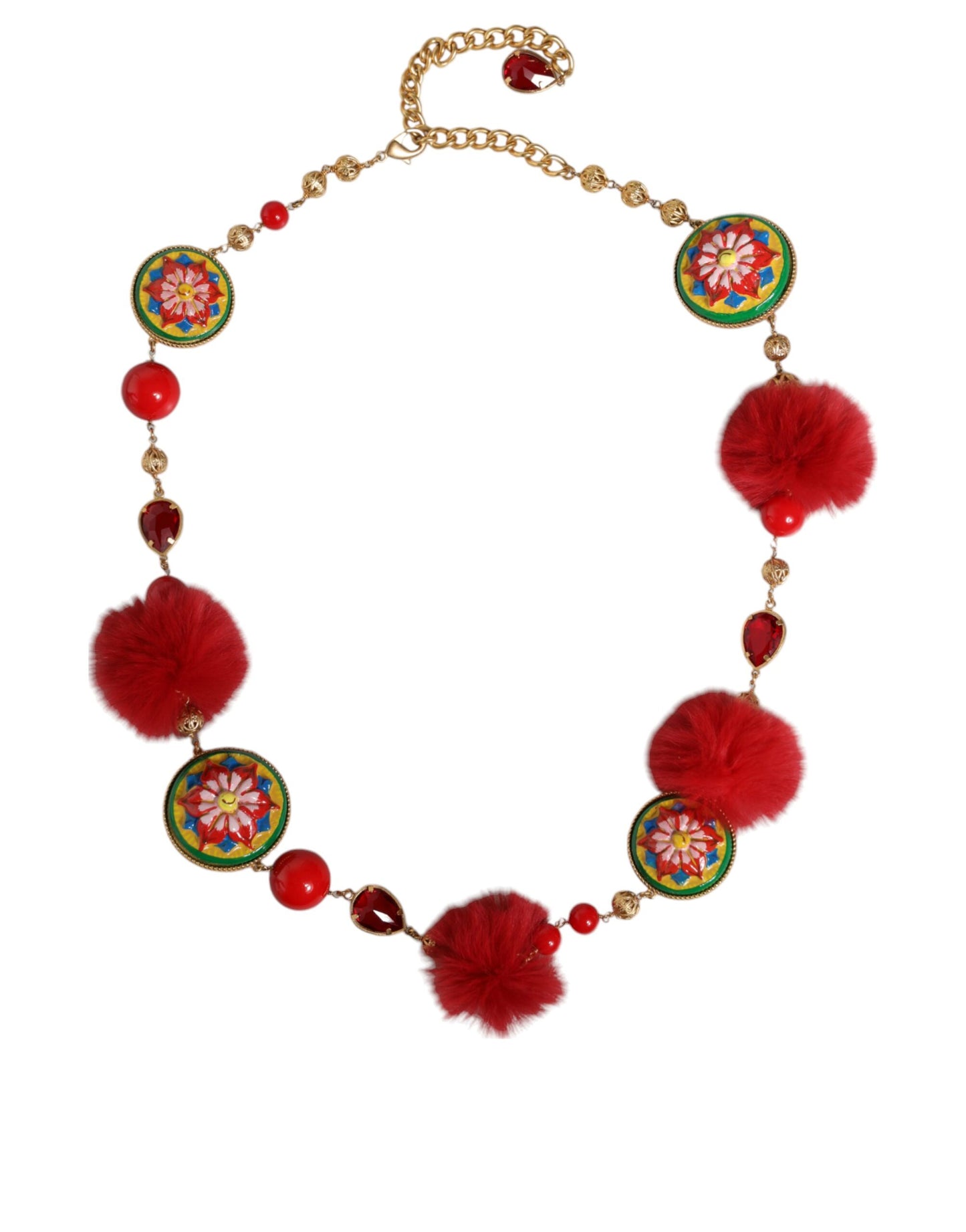 Cinturón de torero de piel roja, latón dorado y cristales