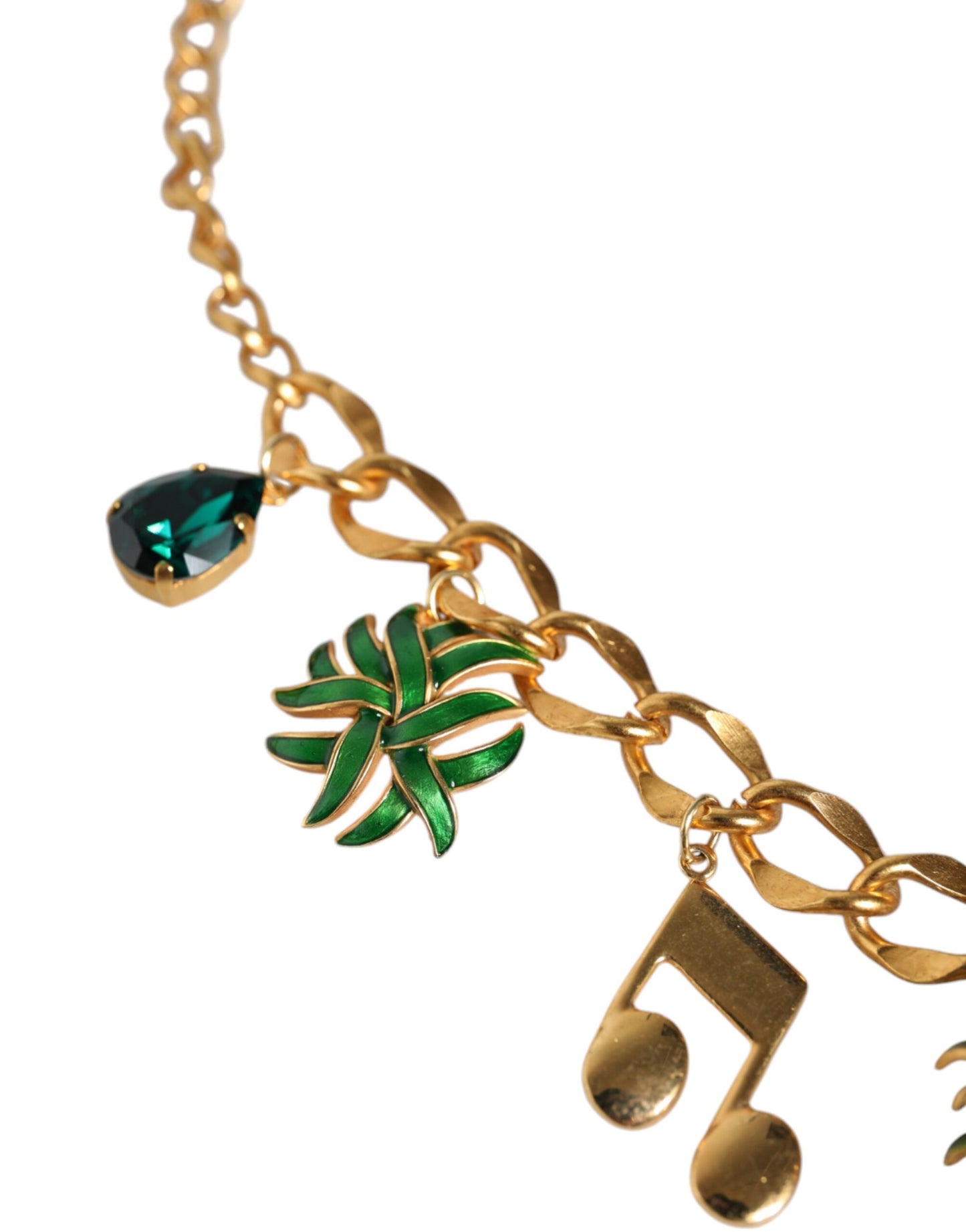Collar musical de cristal de piña con cadena de latón dorado
