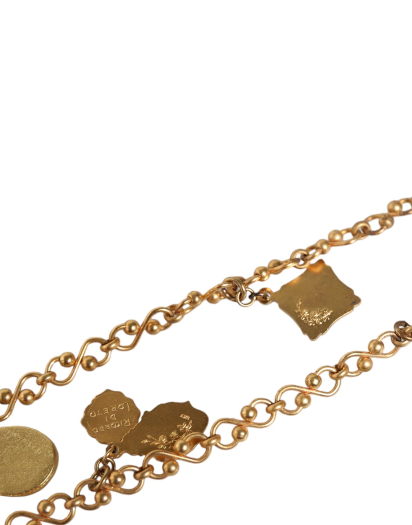 Collar con colgante de cruz religiosa con cadena de latón en tono dorado