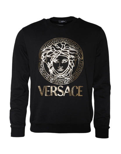 Sudadera con cuello redondo de algodón y polar Medusa negra