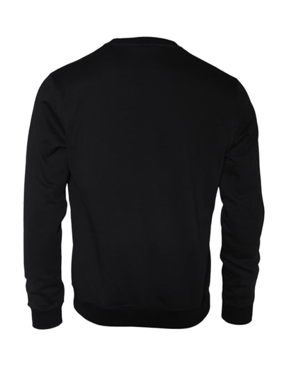 Sudadera con cuello redondo de algodón y polar Medusa negra