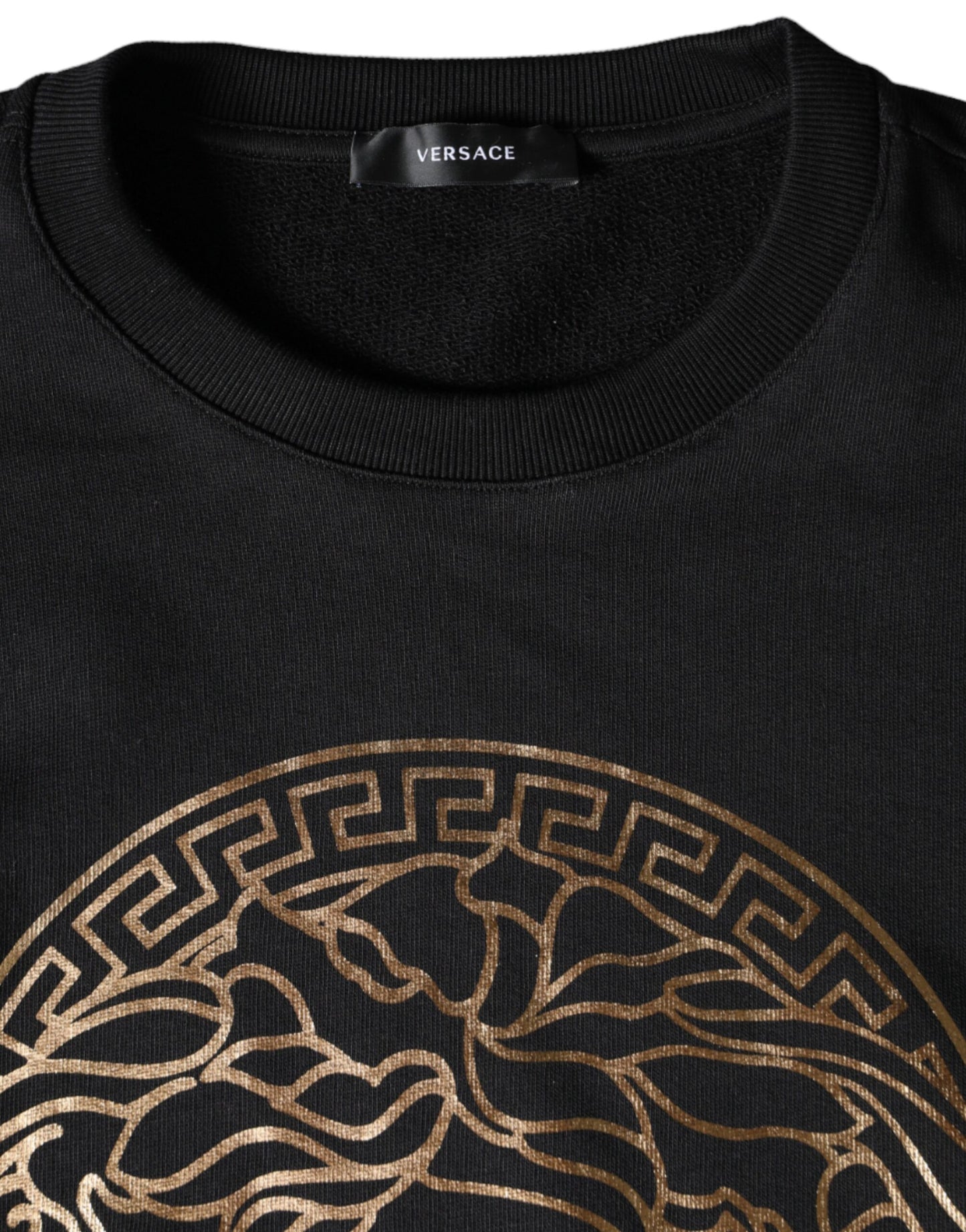Sudadera con cuello redondo de algodón y polar Medusa negra