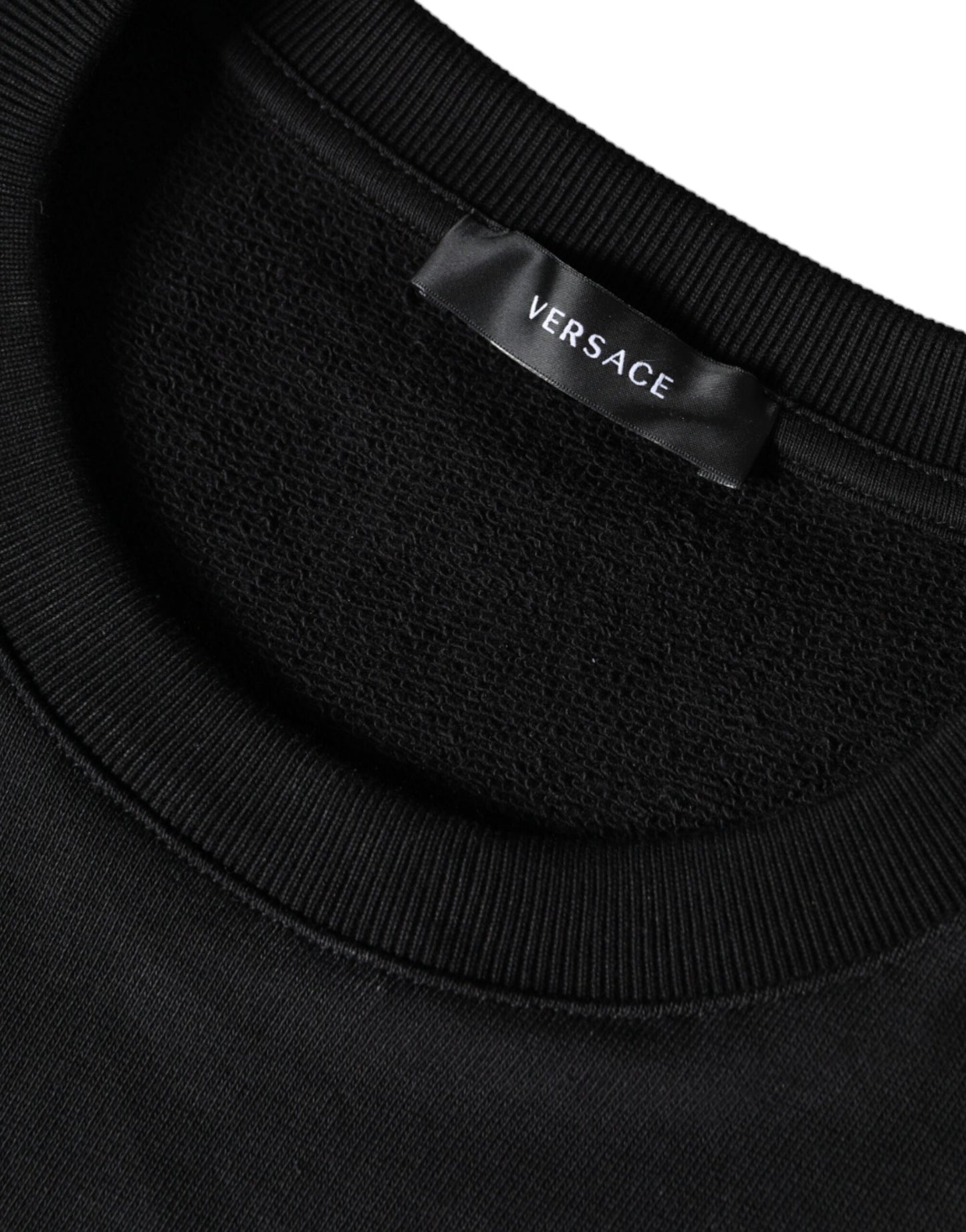 Sudadera con cuello redondo de algodón y polar Medusa negra
