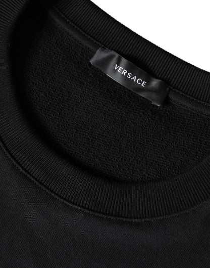Sudadera con cuello redondo de algodón y polar Medusa negra